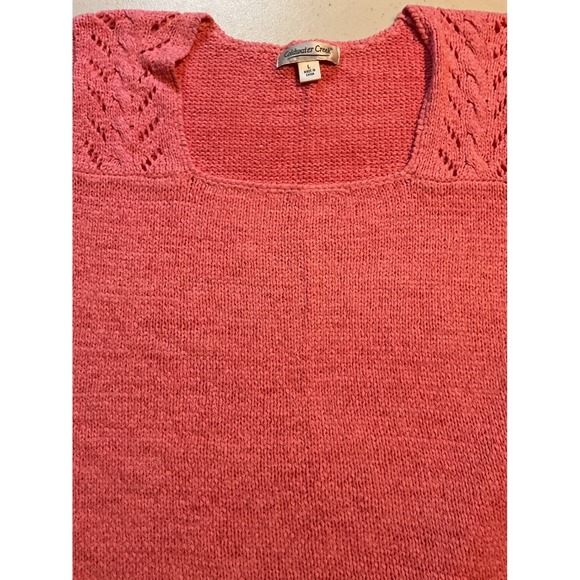 Coldwater Creek Womens Pink Knit Short Sleeve Square Neck Sweater Top Large - Picture 7 of 7